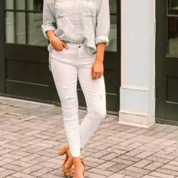 Pistola 30 Jennifer Skinny Distressed Women’s Jeans White P6822FTN-WAK Tiny Spot - Picture 1 of 10